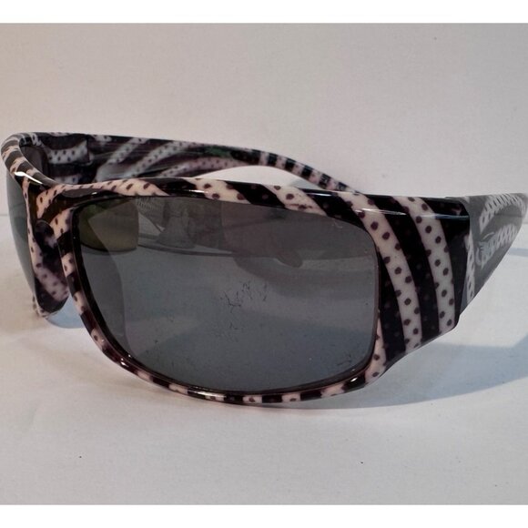 Solbrille Striper 2 Polarized Sunglasses Black White Swirl Frame Dark Tinted Le - Picture 1 of 10